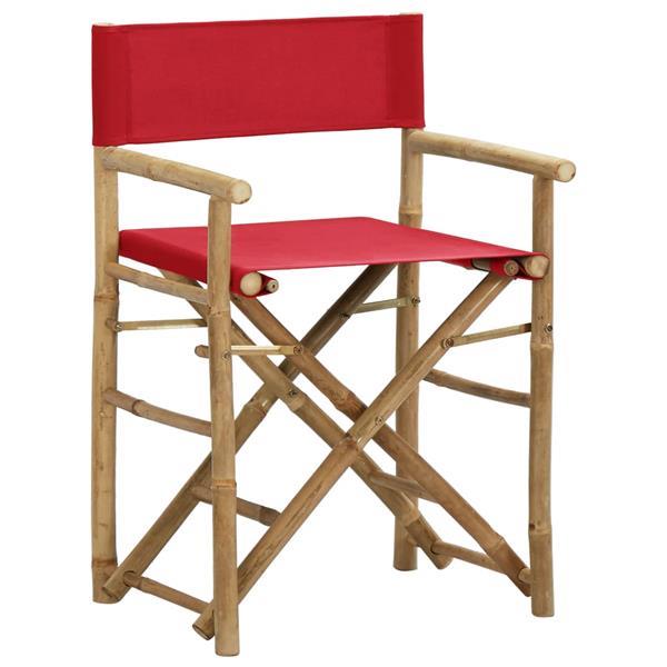 Grote foto vidaxl chaises pliables de directeur 2 pcs rouge bambou et t tuin en terras tuinmeubelen
