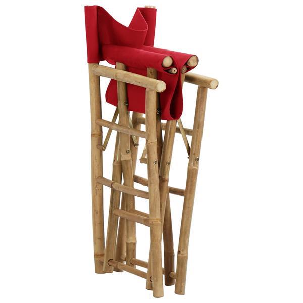 Grote foto vidaxl chaises pliables de directeur 2 pcs rouge bambou et t tuin en terras tuinmeubelen