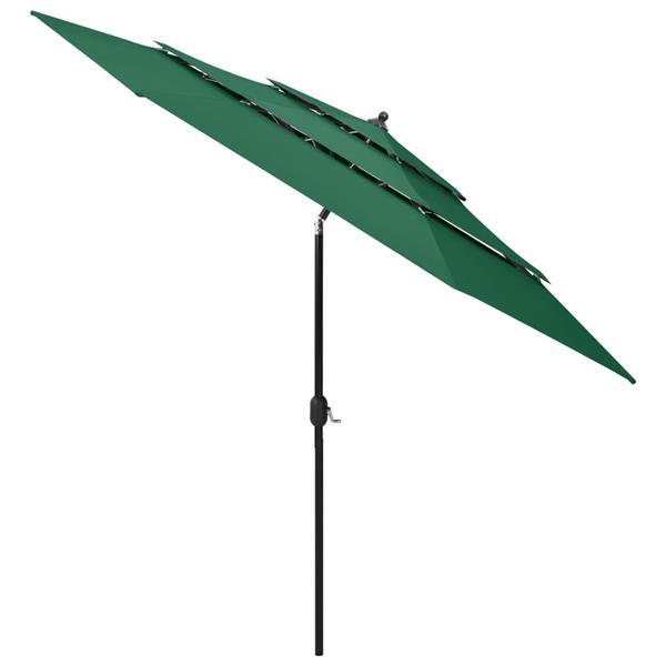 Grote foto vidaxl parasol 3 laags met aluminium paal 3 m groen tuin en terras overige tuin en terras