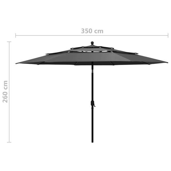 Grote foto vidaxl parasol 3 niveaux avec m t en aluminium anthracite tuin en terras overige tuin en terras