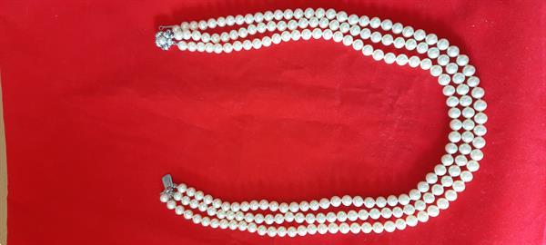 Grote foto collier collier met 3 rijen imitatieparels sieraden tassen en uiterlijk kettingen