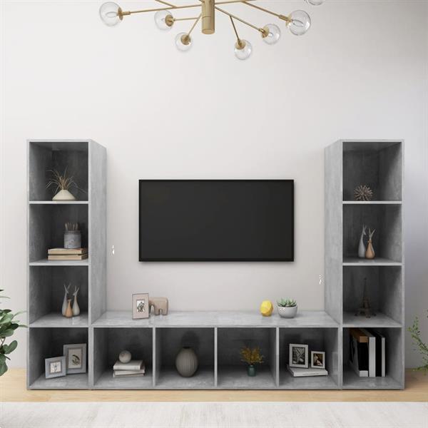 Grote foto vidaxl tv meubelen 3 st 142 5x35x36 5 cm spaanplaat betongri huis en inrichting overige