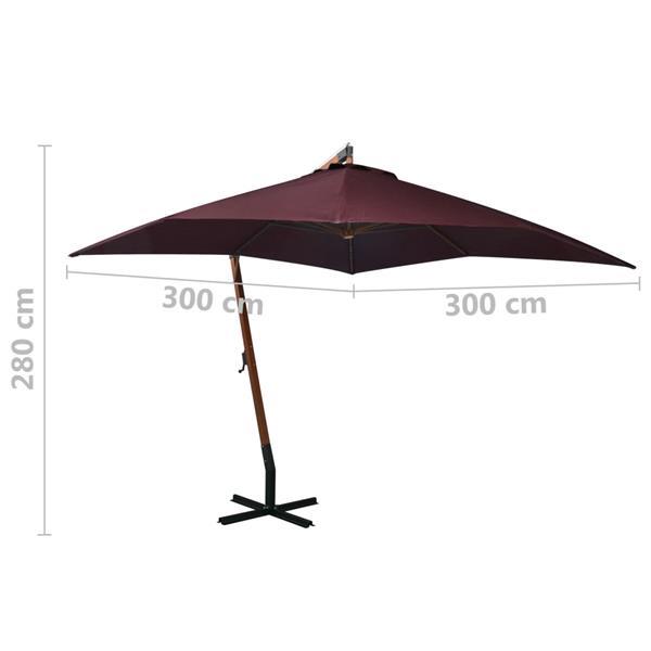 Grote foto vidaxl parasol suspendu avec m t rouge bordeaux 3x3 m bois d tuin en terras overige tuin en terras