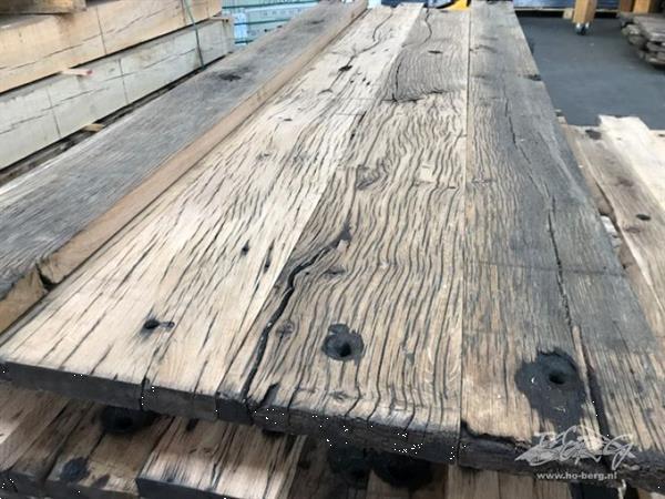 Grote foto echte oud eiken wagondelen en spoorbiels planken doe het zelf en verbouw hout en planken