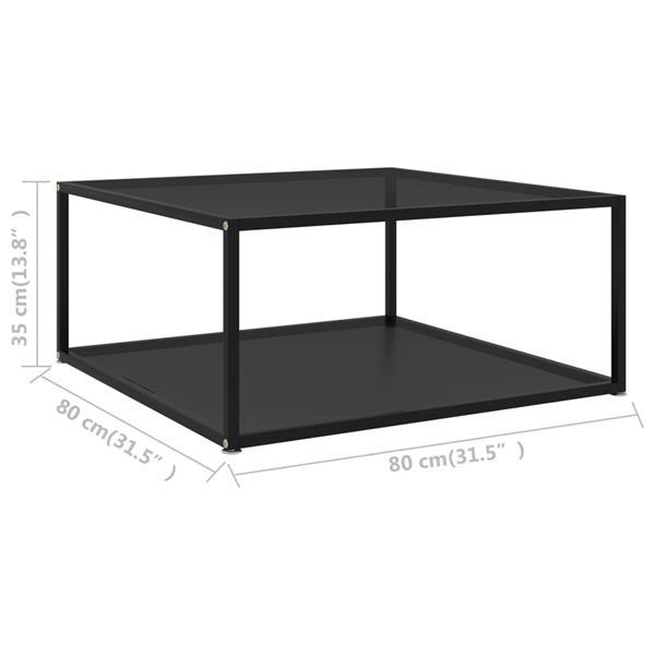 Grote foto vidaxl salontafel 80x80x35 cm gehard glas zwart huis en inrichting eettafels