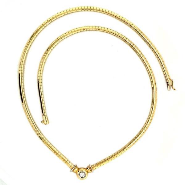 Grote foto gouden omega collier met diamant 14 krt kleding dames sieraden