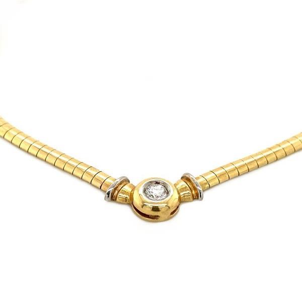 Grote foto gouden omega collier met diamant 14 krt kleding dames sieraden