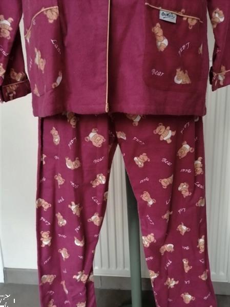 Grote foto frambooskleurige flanellen pyama met beertjes m kleding dames ondergoed