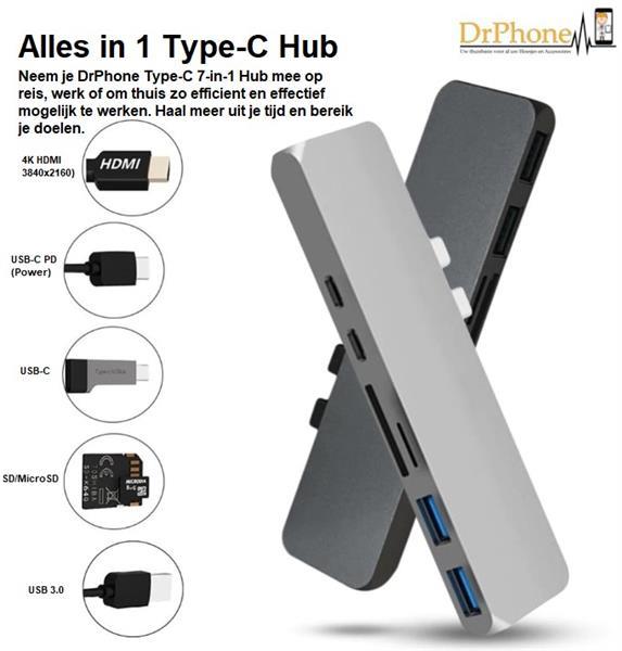 Grote foto drphone 7 in 1 usb c hub dual type c dock 5k output 40 gb computers en software netwerkkaarten routers en switches