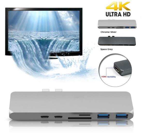 Grote foto drphone 7 in 1 usb c hub dual type c dock 5k output 40 gb computers en software netwerkkaarten routers en switches