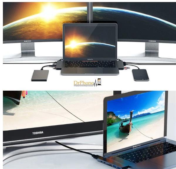 Grote foto drphone 7 in 1 usb c hub dual type c dock 5k output 40 gb computers en software netwerkkaarten routers en switches