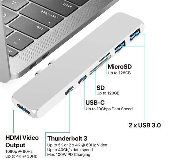 Grote foto drphone 7 in 1 usb c hub dual type c dock 5k output 40 gb computers en software netwerkkaarten routers en switches