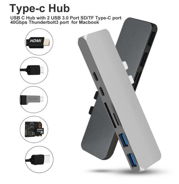 Grote foto drphone 7 in 1 usb c hub dual type c dock 5k output 40 gb computers en software netwerkkaarten routers en switches