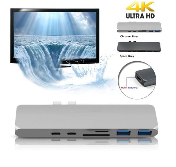 Grote foto drphone 7 in 1 usb c hub dual type c dock 5k output 40 gb computers en software netwerkkaarten routers en switches