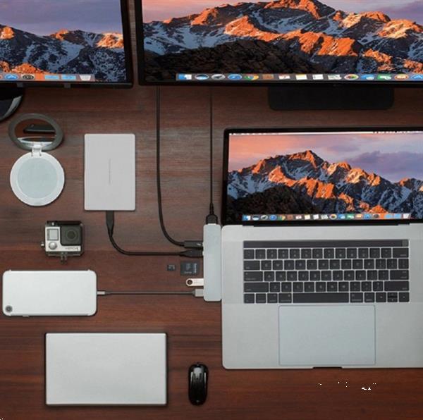 Grote foto drphone 7 in 1 usb c hub dual type c dock 5k output 40 gb computers en software netwerkkaarten routers en switches