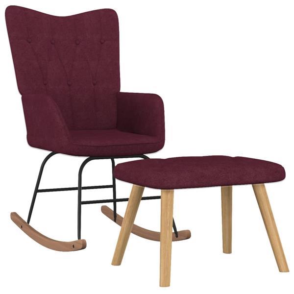 Grote foto vidaxl schommelstoel met voetenbank stof paars huis en inrichting stoelen