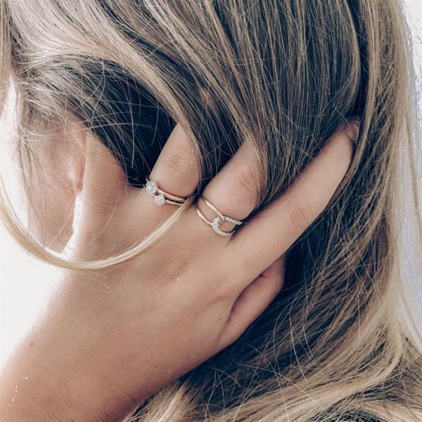 Grote foto excellent jewelry bicolor ring met twee lussen en diamanten kleding dames sieraden