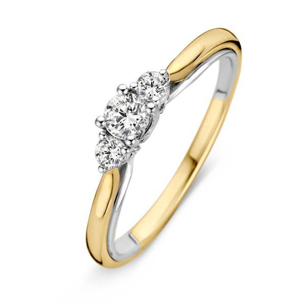 Grote foto excellent jewelry bolstaande ring van geelgoud met 0 31 crt. kleding dames sieraden