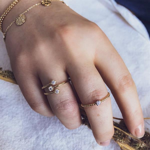 Grote foto excellent jewelry bicolor gedraaide ring met zirkonia kleding dames sieraden