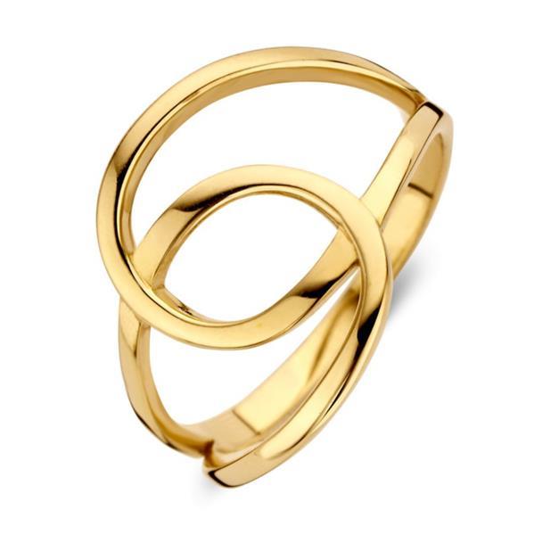 Grote foto excellent jewelry abstracte geelgouden ring met twee lussen kleding dames sieraden