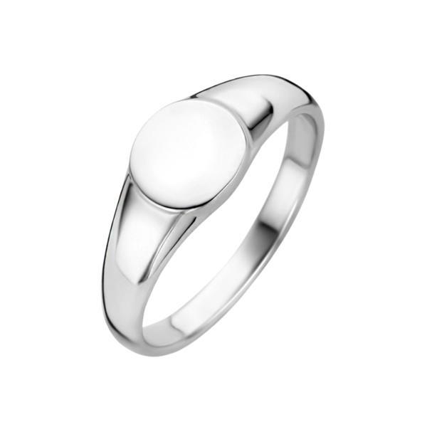 Grote foto zilveren ronde graveer ring ring met initialen kleding dames sieraden