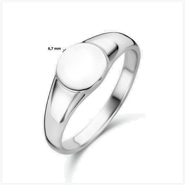 Grote foto zilveren ronde graveer ring ring met initialen kleding dames sieraden