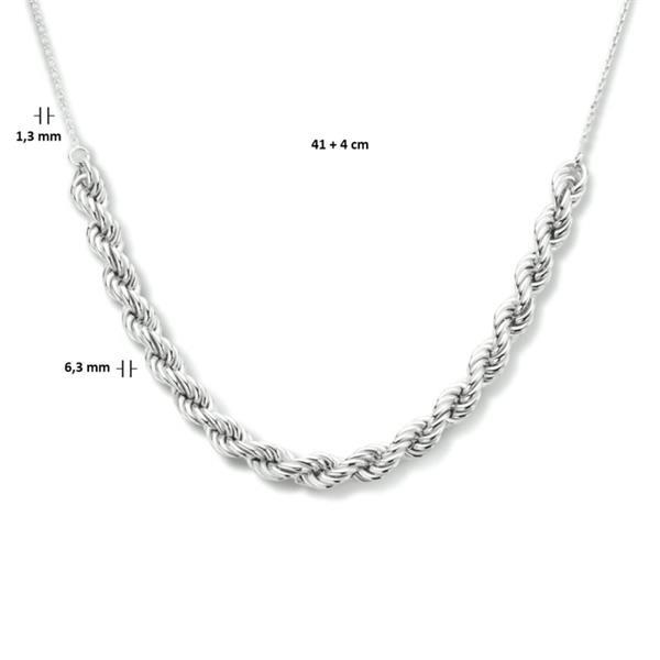 Grote foto prachtige zilveren collier met anker en koordschakels kleding dames sieraden