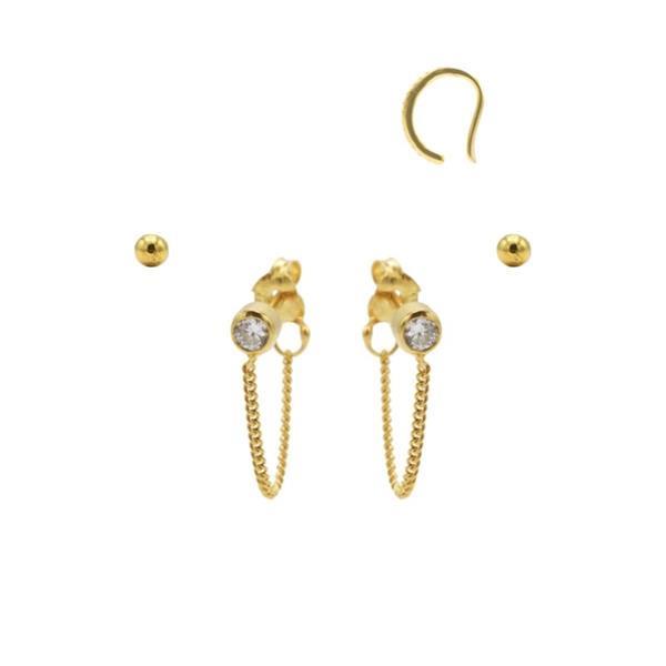 Grote foto karma jewelry zesdelige zirkonia chain earparty set gold kleding dames sieraden