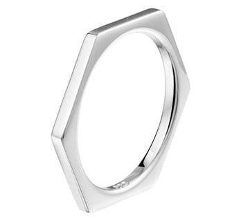 Grote foto slanke zeshoekige ring van zilver kleding dames sieraden