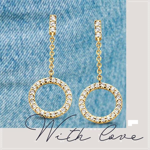 Grote foto excellent jewelry geelgouden oorstekers met briljant cirkels kleding dames sieraden