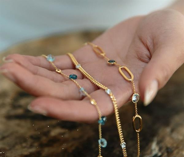 Grote foto excellent jewelry armband met topaas en opengewerkte schakel kleding dames sieraden