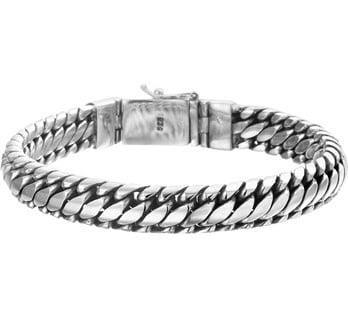 Grote foto robuuste solide schakelarmband van zilver 10 mm 22 cm kleding dames sieraden