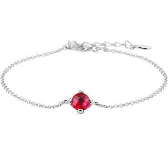 Grote foto zilveren anker armband met synthetische rode robijn kleding dames sieraden