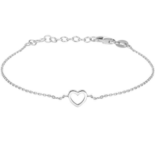 Grote foto zilveren armband met opengewerkte hart hanger kleding dames sieraden