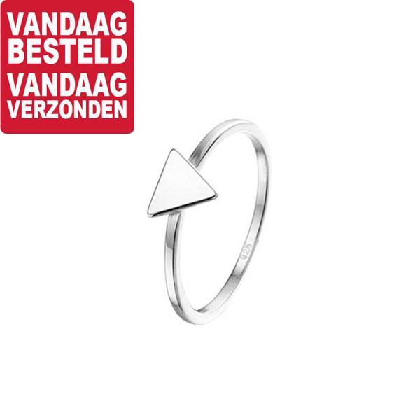 Grote foto zilveren ring met driehoekig plaatje 19mm kleding dames sieraden
