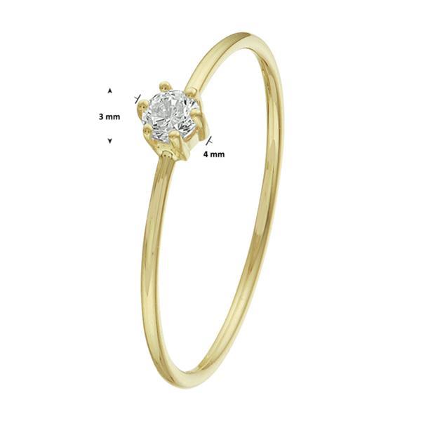Grote foto slanke ring van geelgoud met kleurloze zirkonia kleding dames sieraden