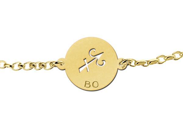 Grote foto gouden armband met ronde boogschutter sterrenbeeld naamhange kleding dames sieraden