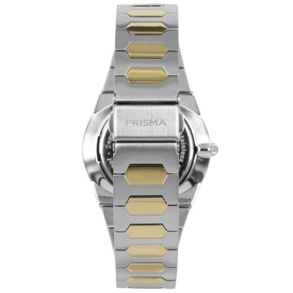 Grote foto prisma zilverkleurig heren horloge met goudkleurige elemente kleding dames horloges