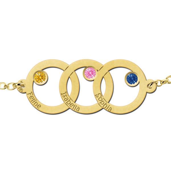 Grote foto driedubbele cirkel gouden moeder en dochter armband names4 kleding dames sieraden