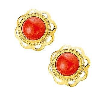 Grote foto vintage decoratieve oorknoppen met bloedkoraal kleding dames sieraden