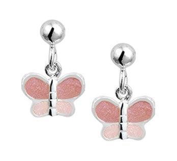 Grote foto vlinder oorhangers met roze emaille kleding dames sieraden