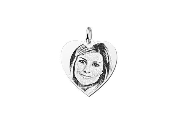 Grote foto mini hartvormige zilveren fotogravure hanger van names4ever kleding dames sieraden
