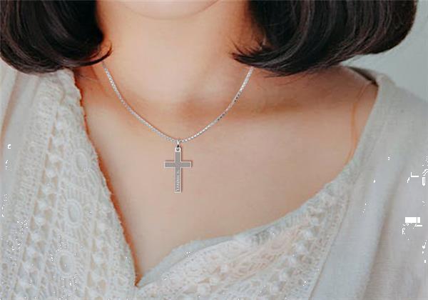Grote foto names4ever heilige communie zilveren kruishanger met naam kleding dames sieraden