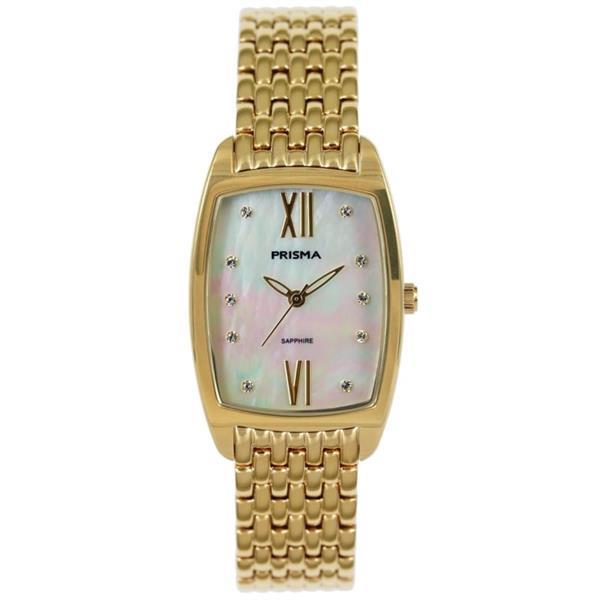 Grote foto goudkleurig dames horloge met parelmoer wijzerplaat kleding dames horloges