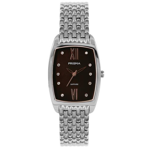 Grote foto slank dames horloge met schakel horlogeband en donker parelm kleding dames horloges