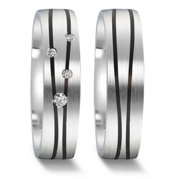 Grote foto matte 9 karaat trouwringen set met carbon lijnen en diamante kleding dames sieraden