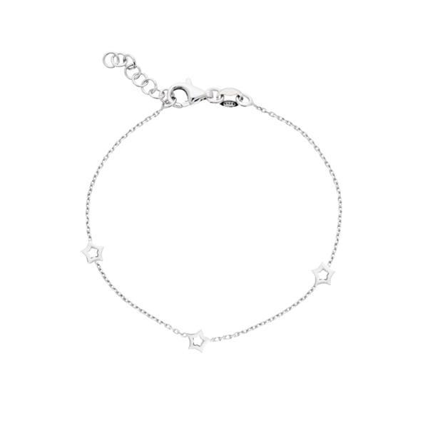 Grote foto lilly zilveren armband met opengewerkte sterretjes kleding dames sieraden