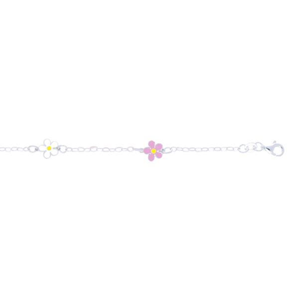 Grote foto lilly zilveren schakelarmband met bloemplaatjes met emaille kleding dames sieraden