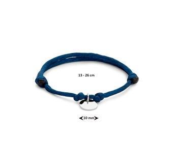 Grote foto donkerblauwe satijnen armband met ronde hanger van zilver kleding dames sieraden