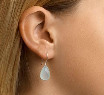 Grote foto lichtblauwe chalcedoon oorhangers van zilver kleding dames sieraden